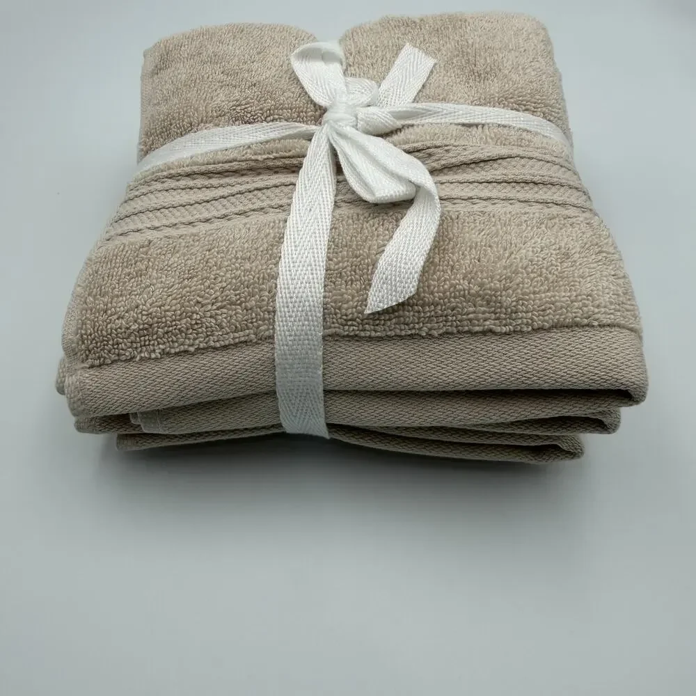 Brooks Brothers Premium Turkish Cotton Washcloths Set of 4 Warm Beige Taupe NWT